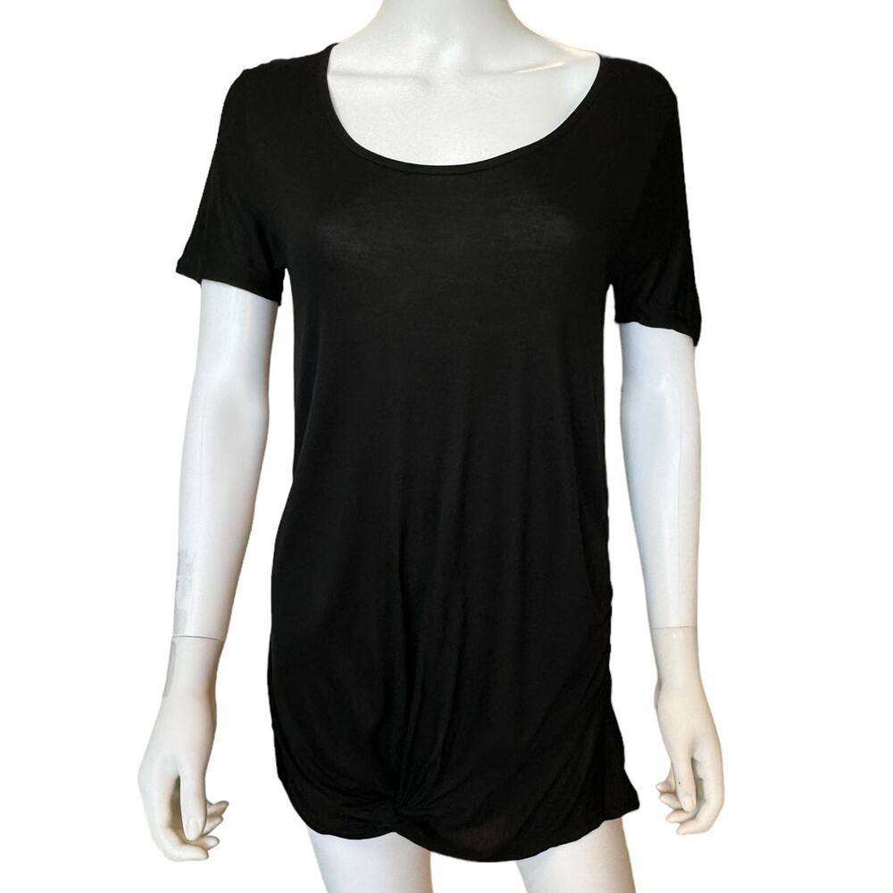 New ~ OH! MAMMA ~  Black Maternity Twist-Front Side Ruched Top Size S